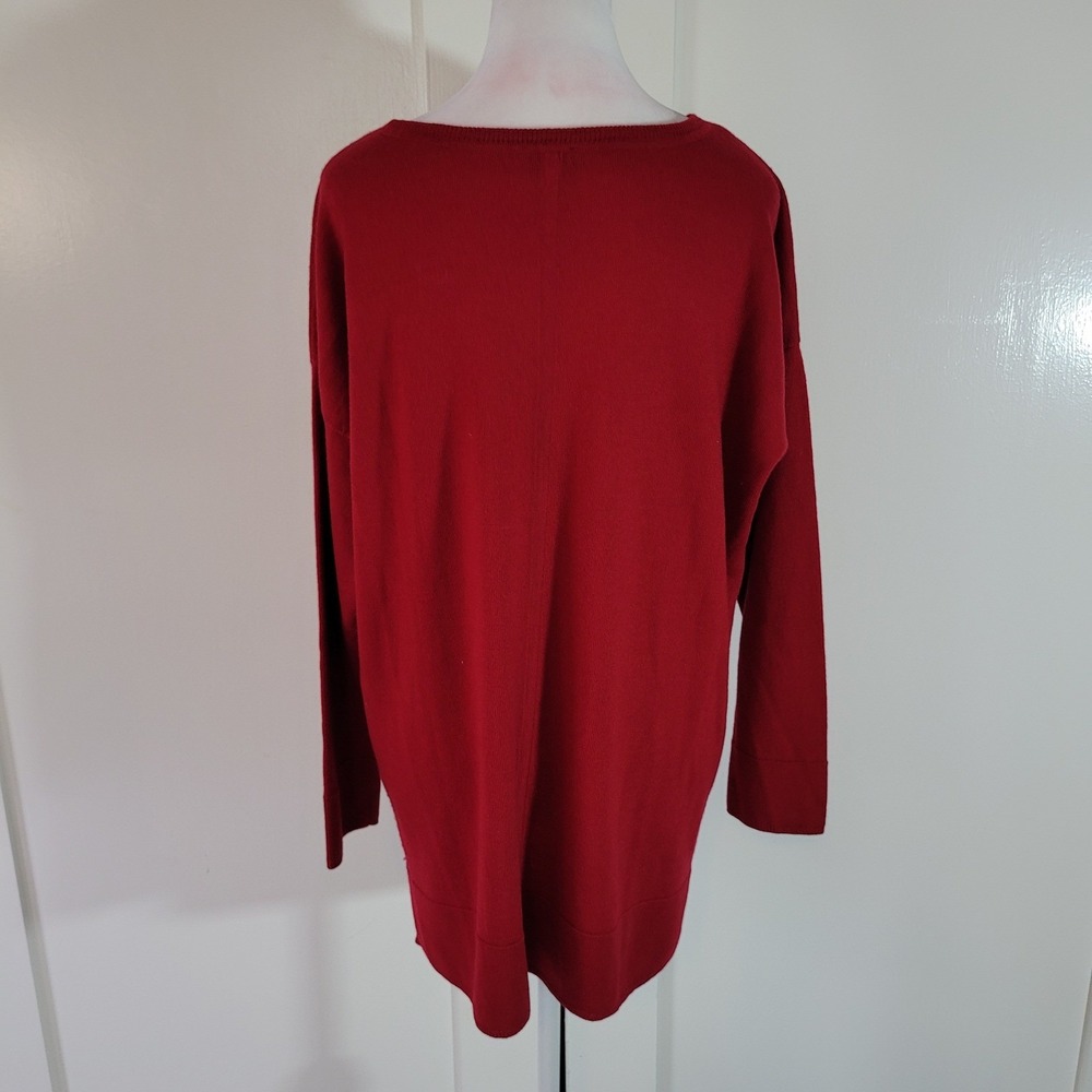 Talbots Size 1X Merino Wool Sweater Womens Red Crew Neck Long Sleeve Tunic - Picture 4 of 9